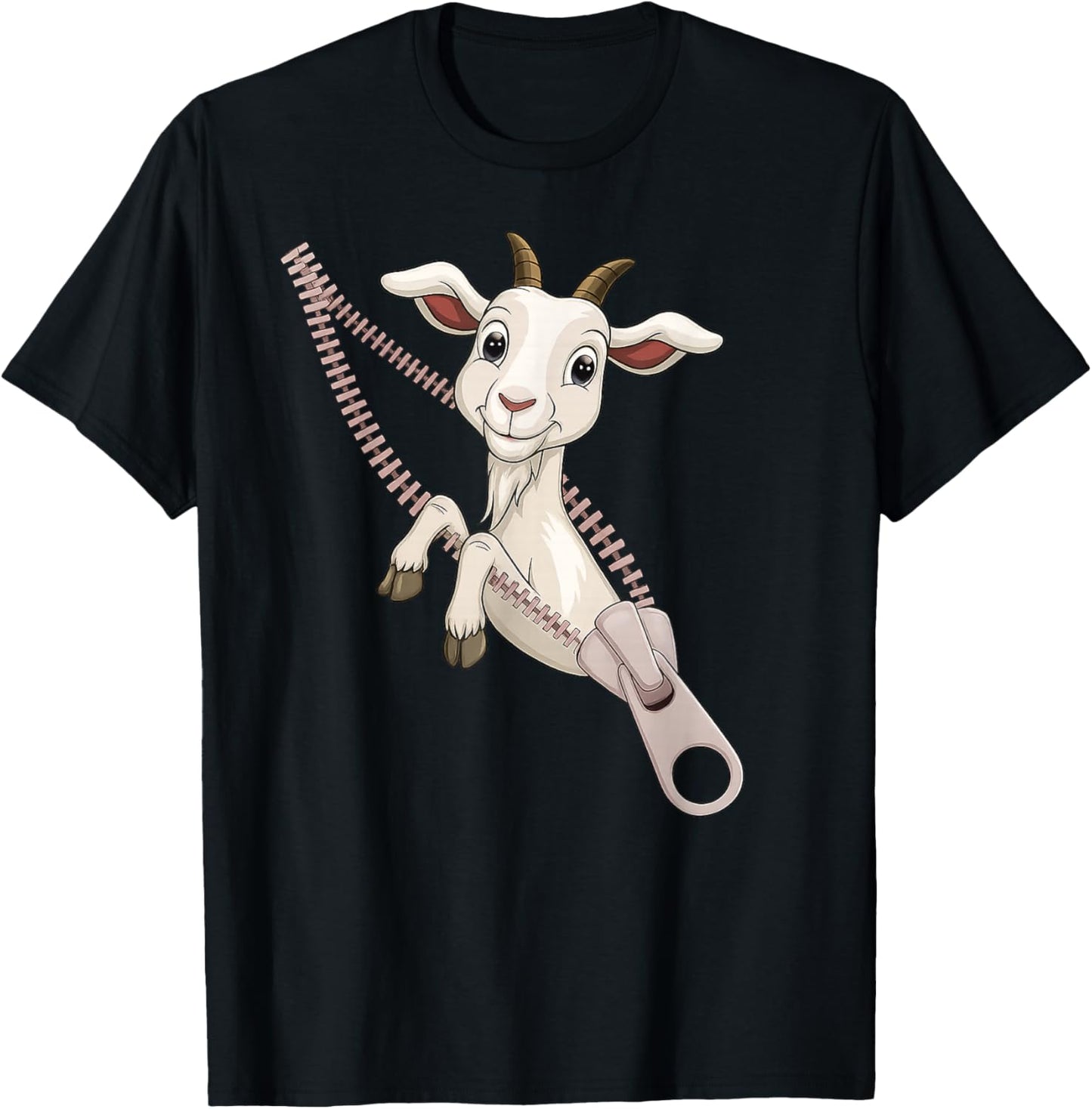 Funny Goat Zipper T-Shirt - T-Shirt | Black