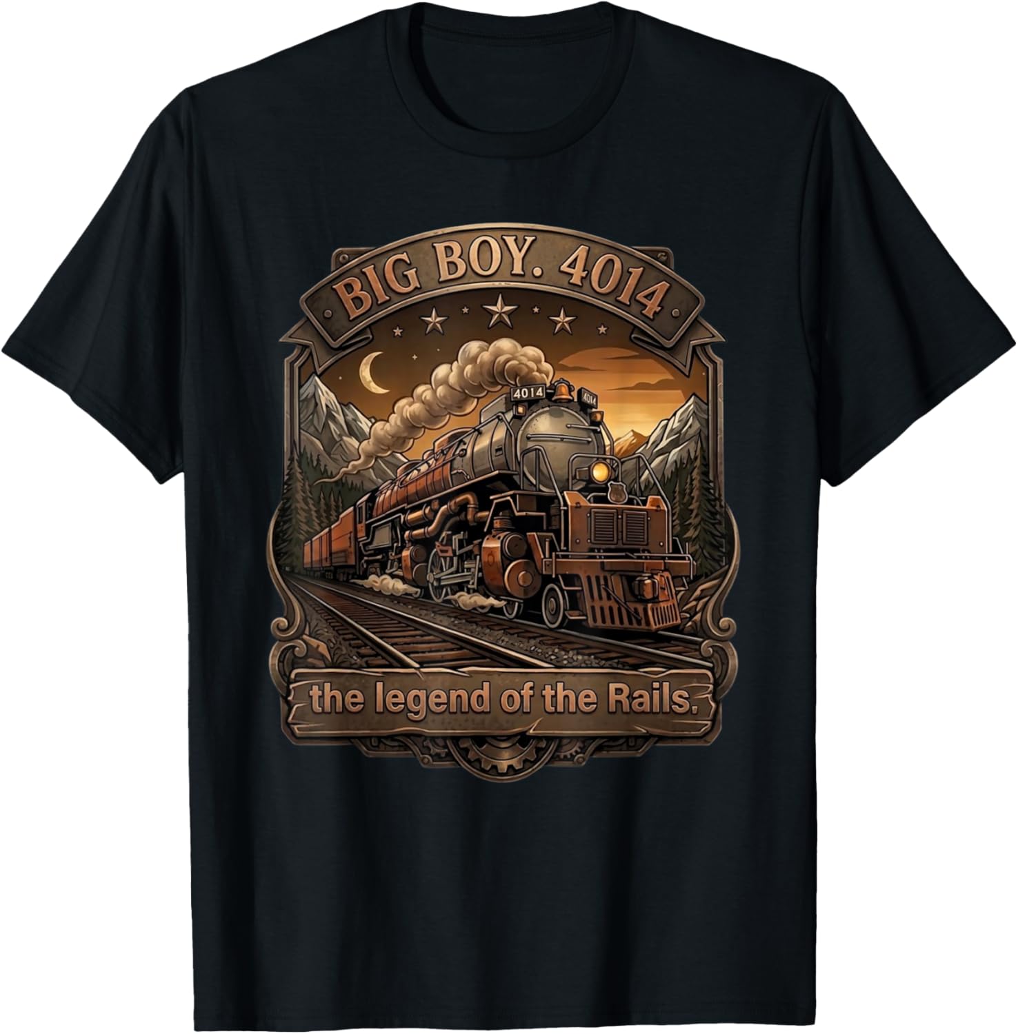 Big Boy 4014 Steam Engine Locomotive Train Vintage Railroad T-Shirt - T-Shirt | Black