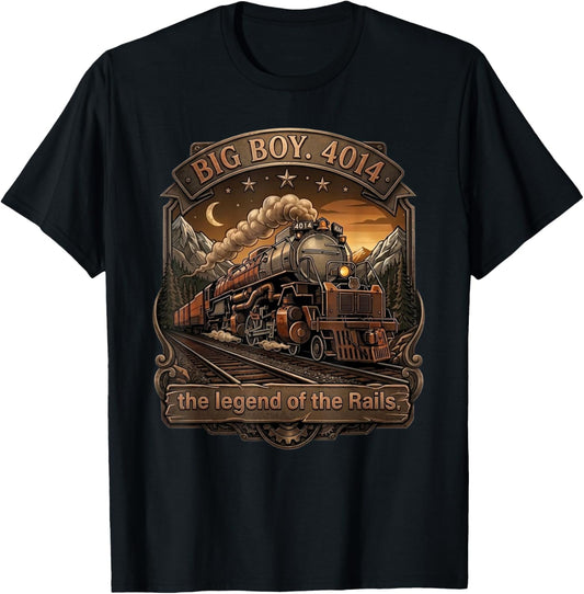 Big Boy 4014 Steam Engine Locomotive Train Vintage Railroad T-Shirt - T-Shirt | Black
