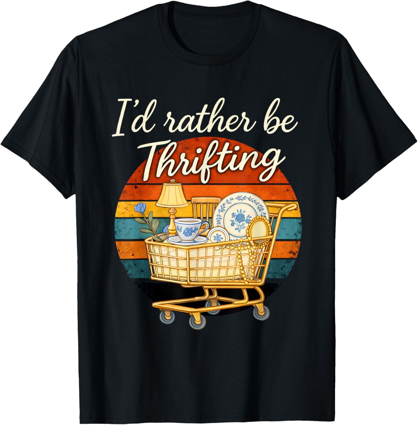 Retro Thrifting Vibes I'd Rather Be Treasure Hunting T-Shirt - T-Shirt | Black