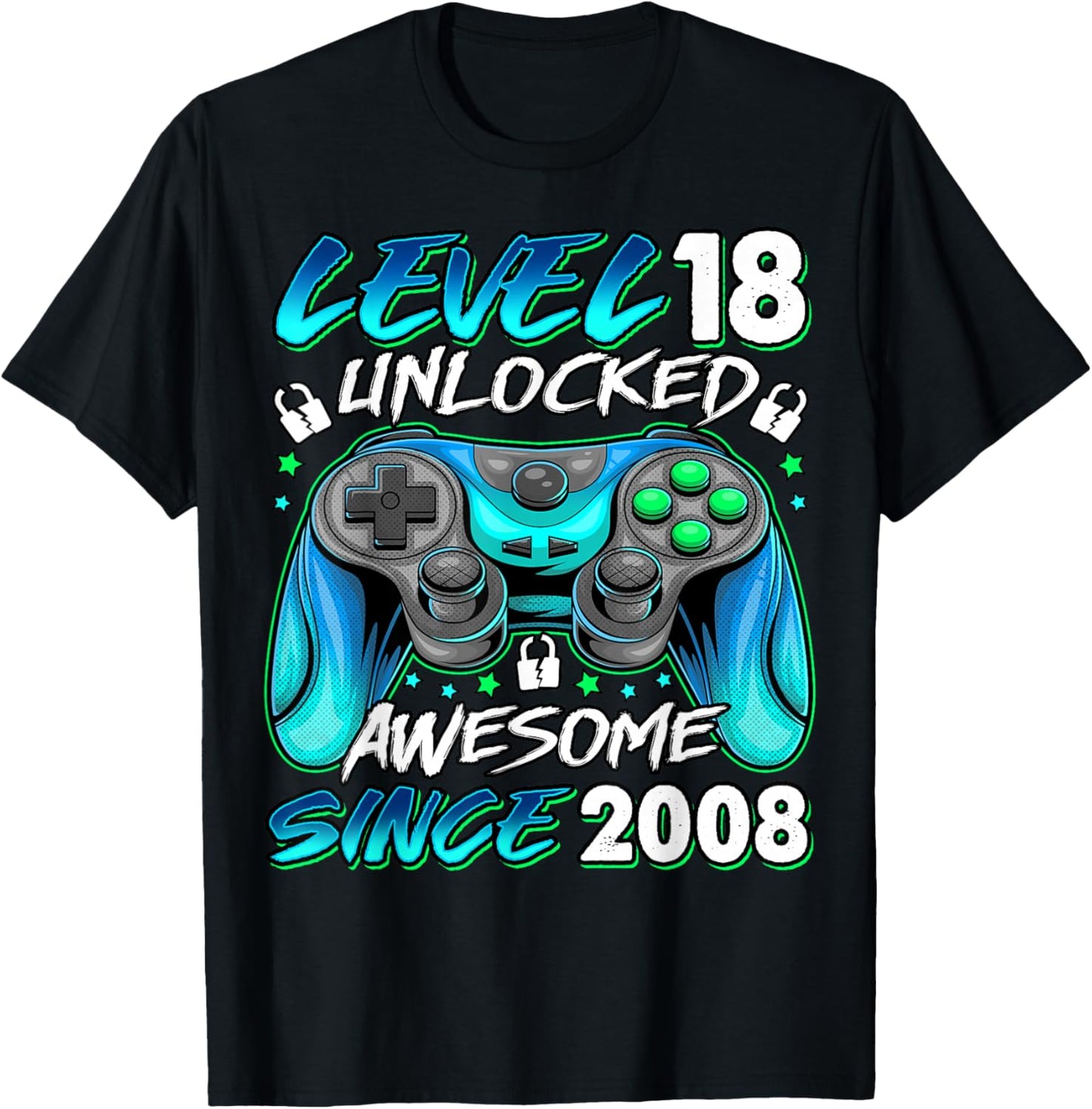 Level 18 Unlocked 18 Year Old Gifts Boys 18th Birthday Boy T-Shirt - T-Shirt | Black
