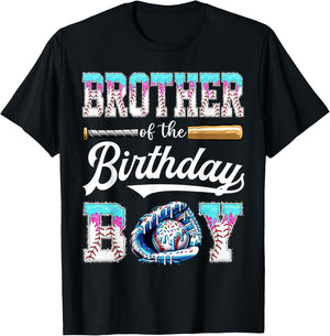 Brother of The Birthday Boy Baseball Ice Cream Drip Matching T-Shirt - T-Shirt | Black