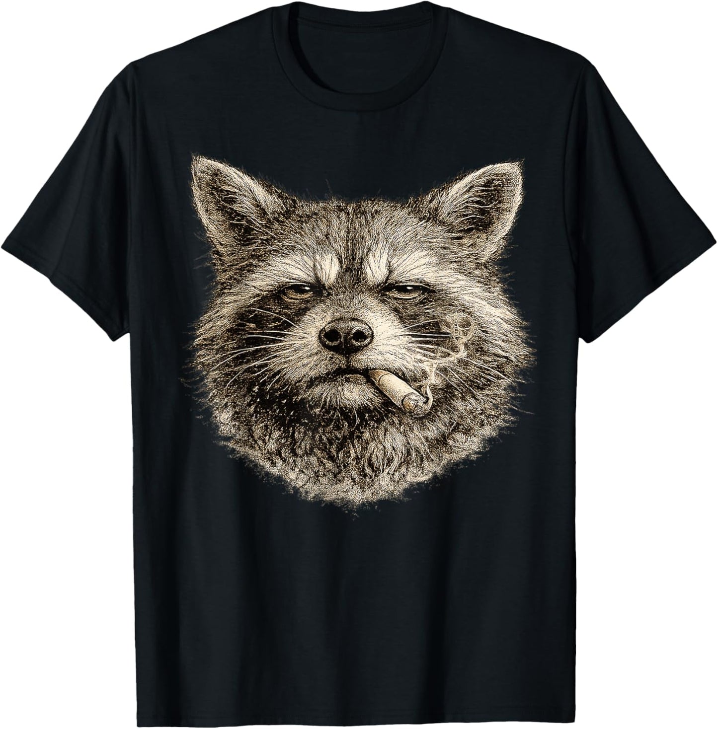 Vintage Raccoon Street Y2K Style Meme Funny Gifts Men Women T-Shirt - T-Shirt | Black