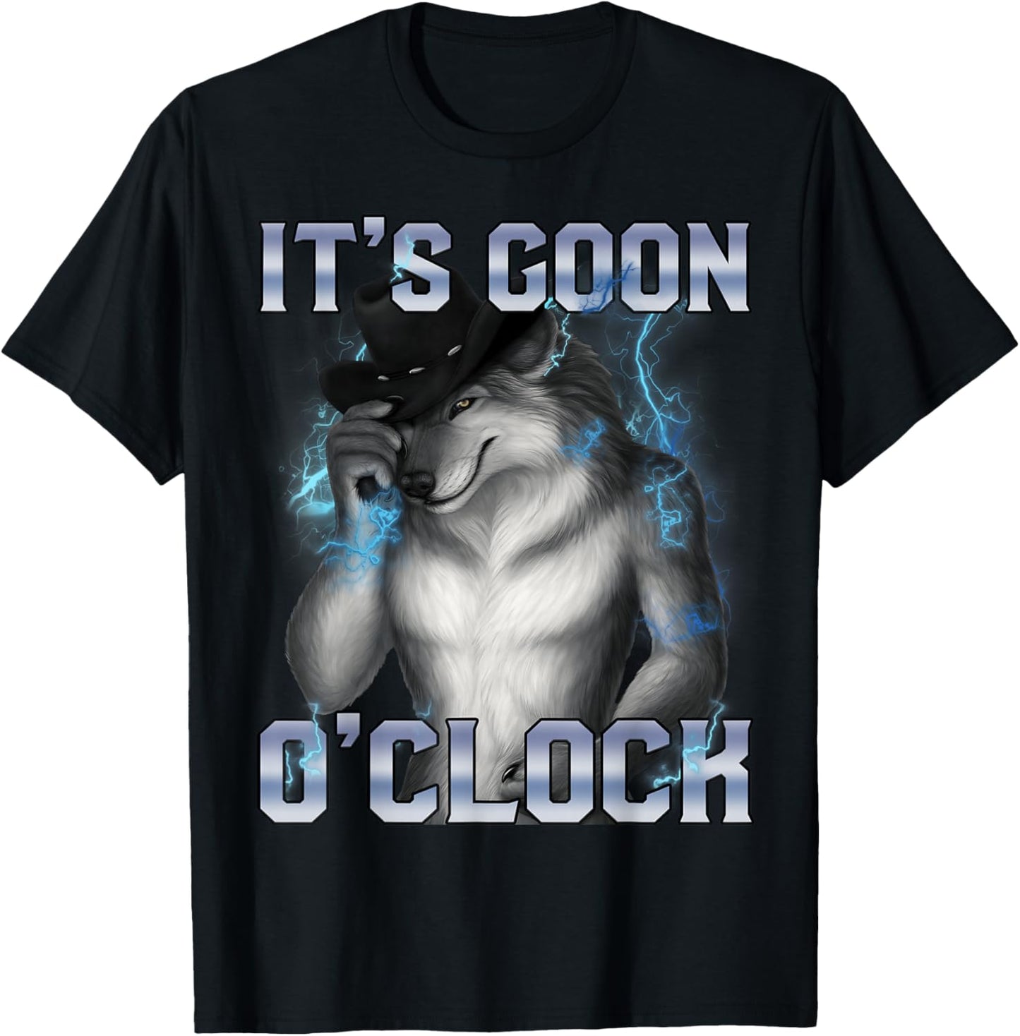 It's Goon O'clock Funny Alpha Wolf Ironic Meme Men T-Shirt - T-Shirt | Black