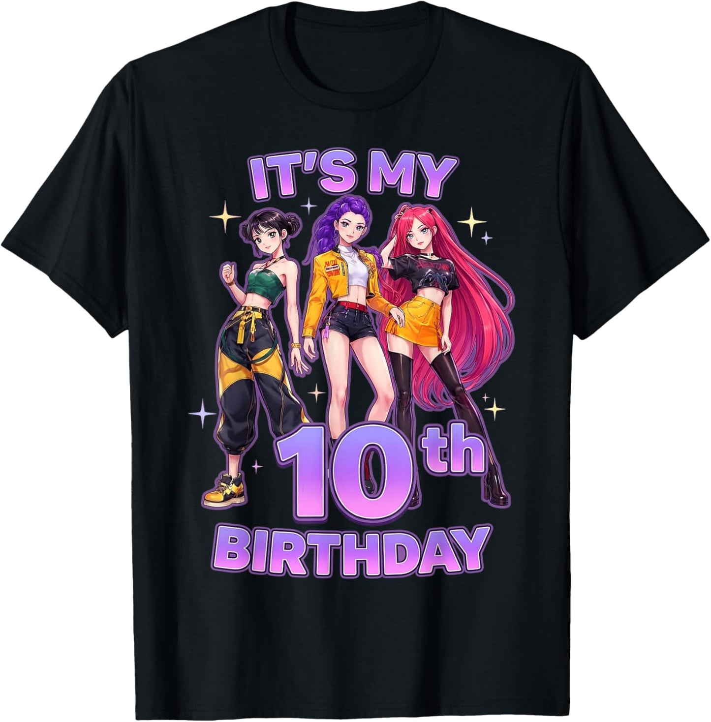 10 Years Old Birthday K pop Kids 10th Bday Girls K-pop T-Shirt - T-Shirt | Black