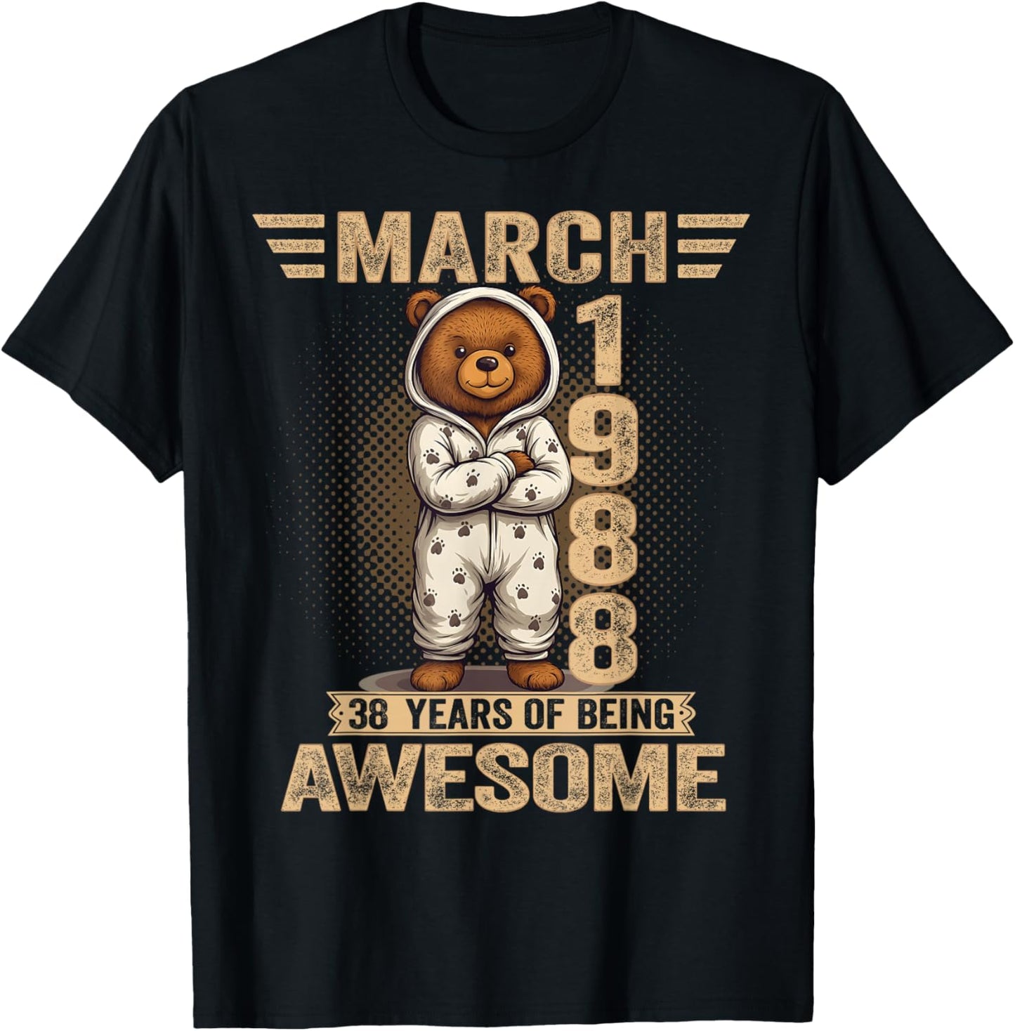 38 Year Old March 1988 Teddy Bear 38th Birthday Women T-Shirt - T-Shirt | Black