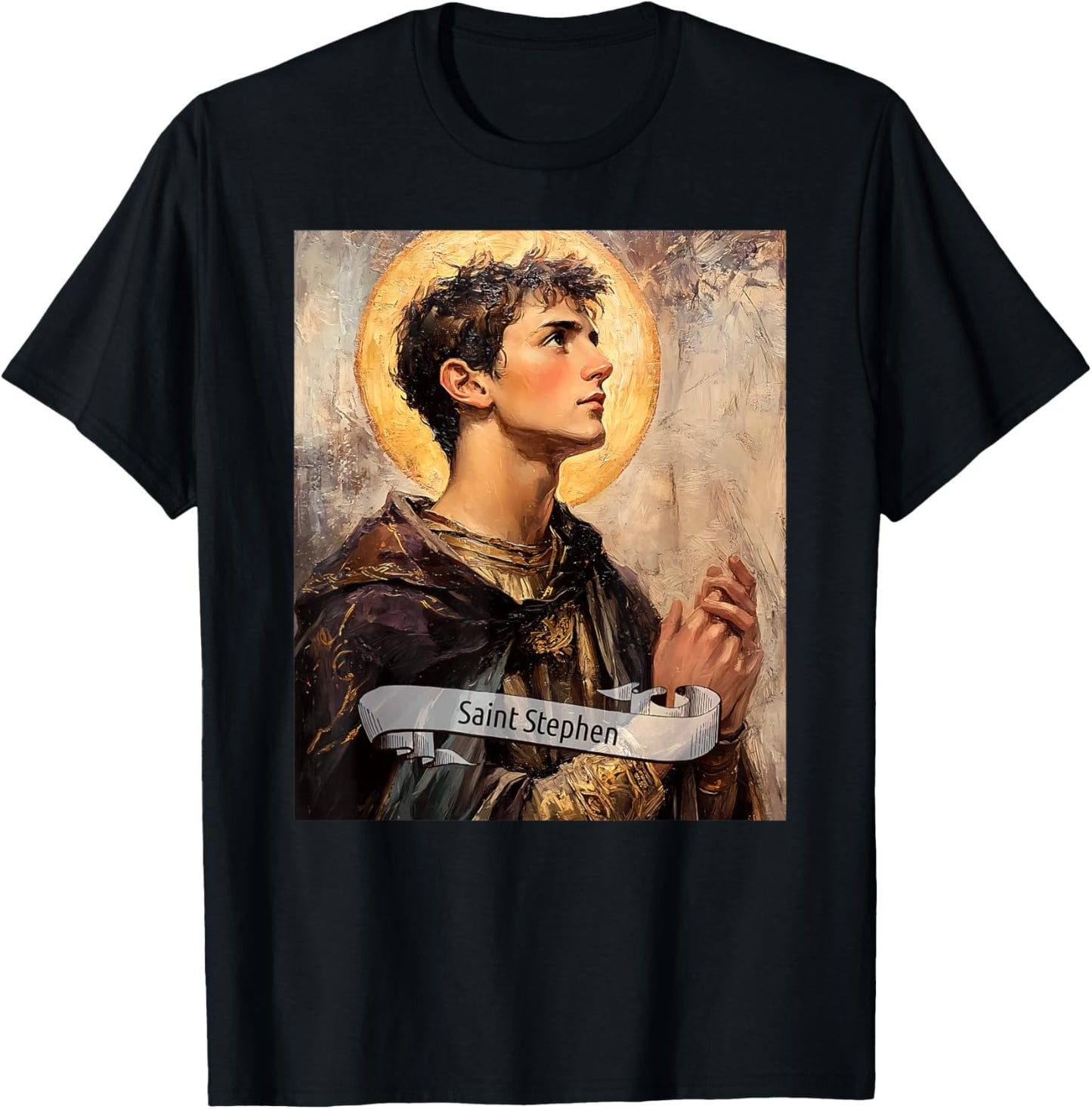 St Stephen The Martyr | Catholic Saint Design Christian Gift T-Shirt - T-Shirt | Black