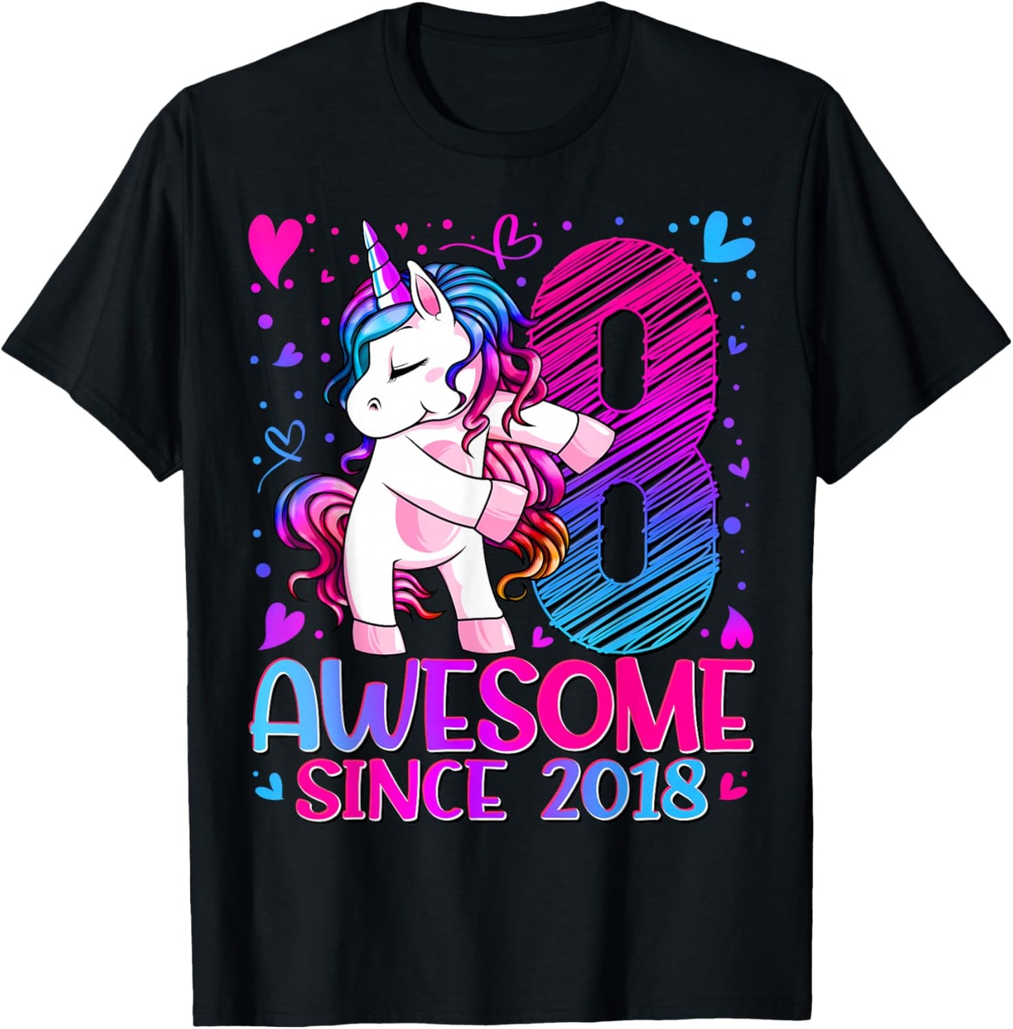 8th Birthday Shirt Girl 8 Year Old Gifts 8 Birthday Girl T-Shirt - T-Shirt | Black