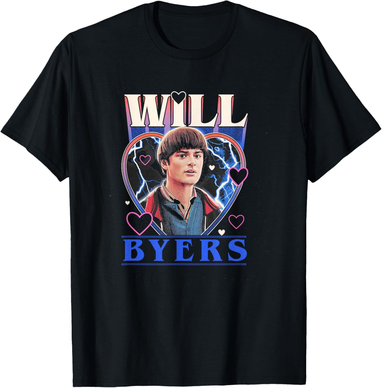 Stranger Things Valentine's Day Will Byers Retro Heart Frame T-Shirt - T-Shirt | Black