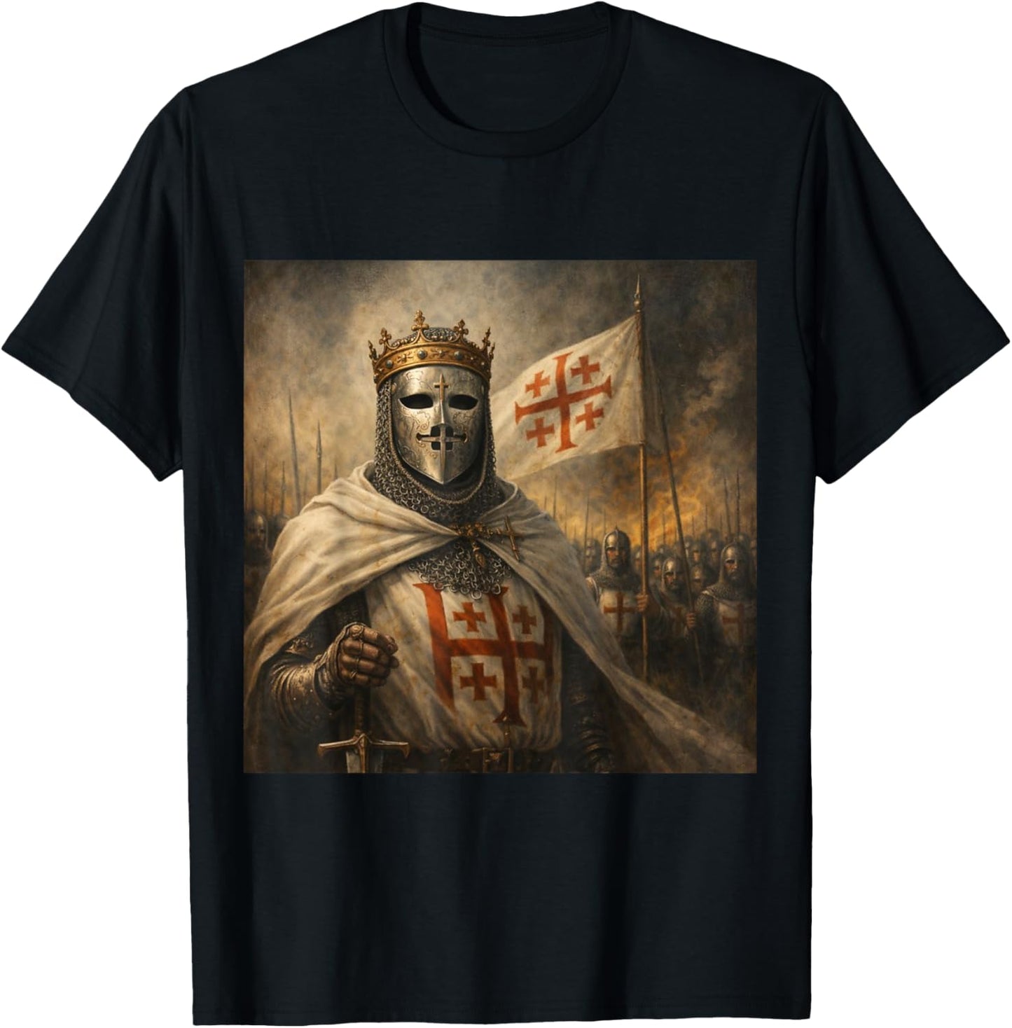 Sliver Mask King Baldwin IV Meme The Leper King Warrior T-Shirt - T-Shirt | Black