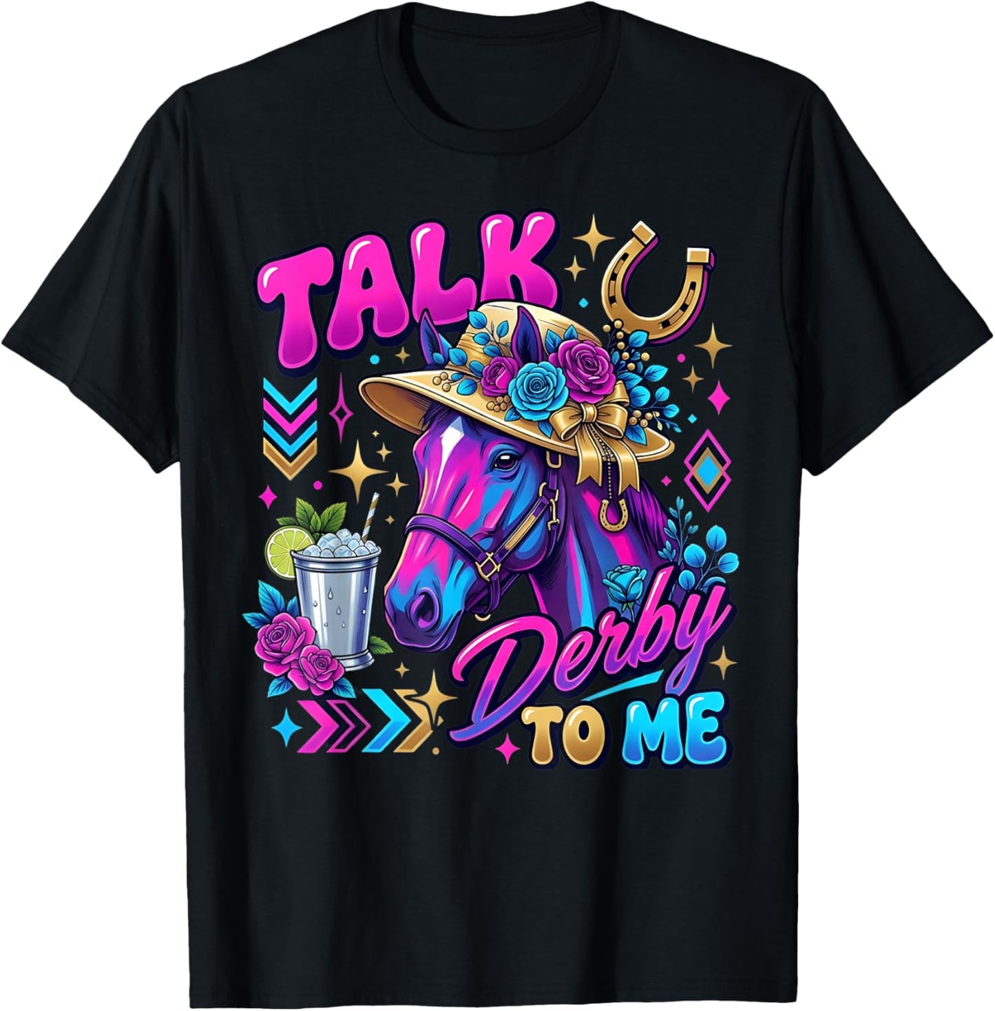 Vintage Horse Racing Talk Derby Day to Me Derby Horse T-Shirt - T-Shirt | Black