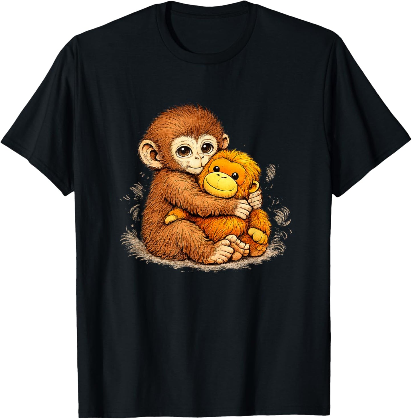 Punch Monkey Meme Cute Baby Plush Toy Sign of Mother Love T-Shirt - T-Shirt | Black