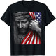 Jesus Faith Cross Crown America Patriotic Heritage Flag T-Shirt - T-Shirt | Black