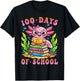 100 Days of School Axolotl Teacher Students 100th Day School T-Shirt - T-Shirt | Black
