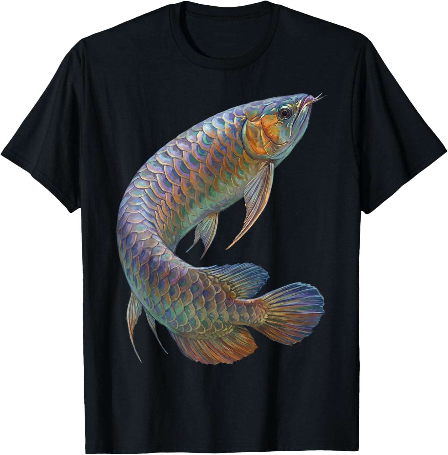 Asian Arowana Abstract Aquatic Art Freshwater Biology Art T-Shirt - T-Shirt | Black