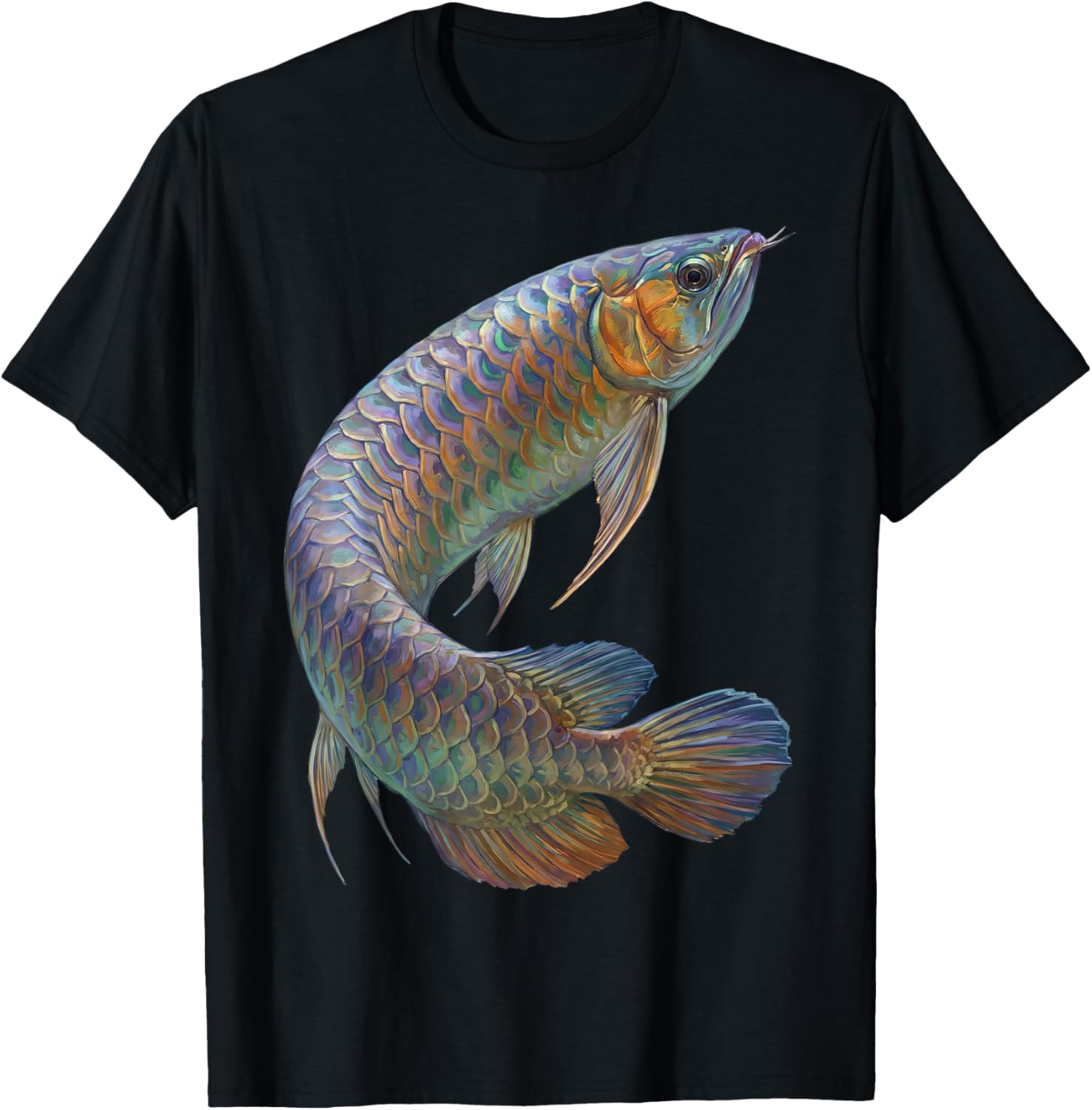 Asian Arowana Abstract Aquatic Art Freshwater Biology Art T-Shirt - T-Shirt | Black
