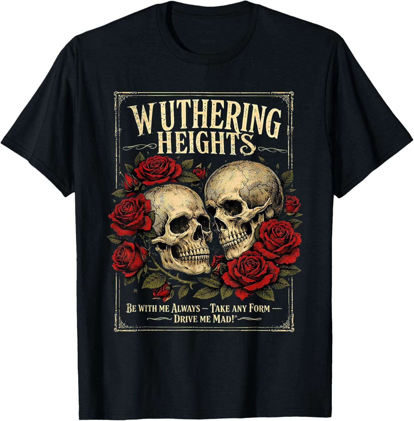 Wuthering Heights Gothic Skull Literary Art T-Shirt - T-Shirt | Black