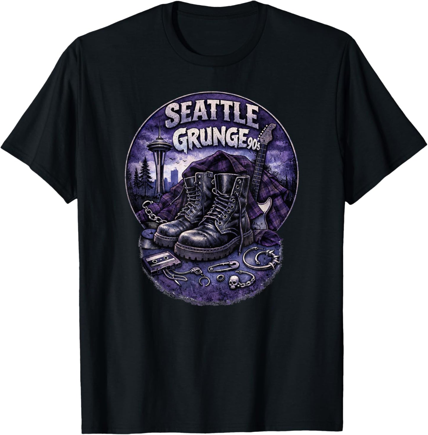 Seattle Grunge Music 90's T-Shirt - T-Shirt | Black