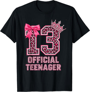 13th Birthday Girl 13 Years Old Official Teenager Birthday T-Shirt - T-Shirt | Black