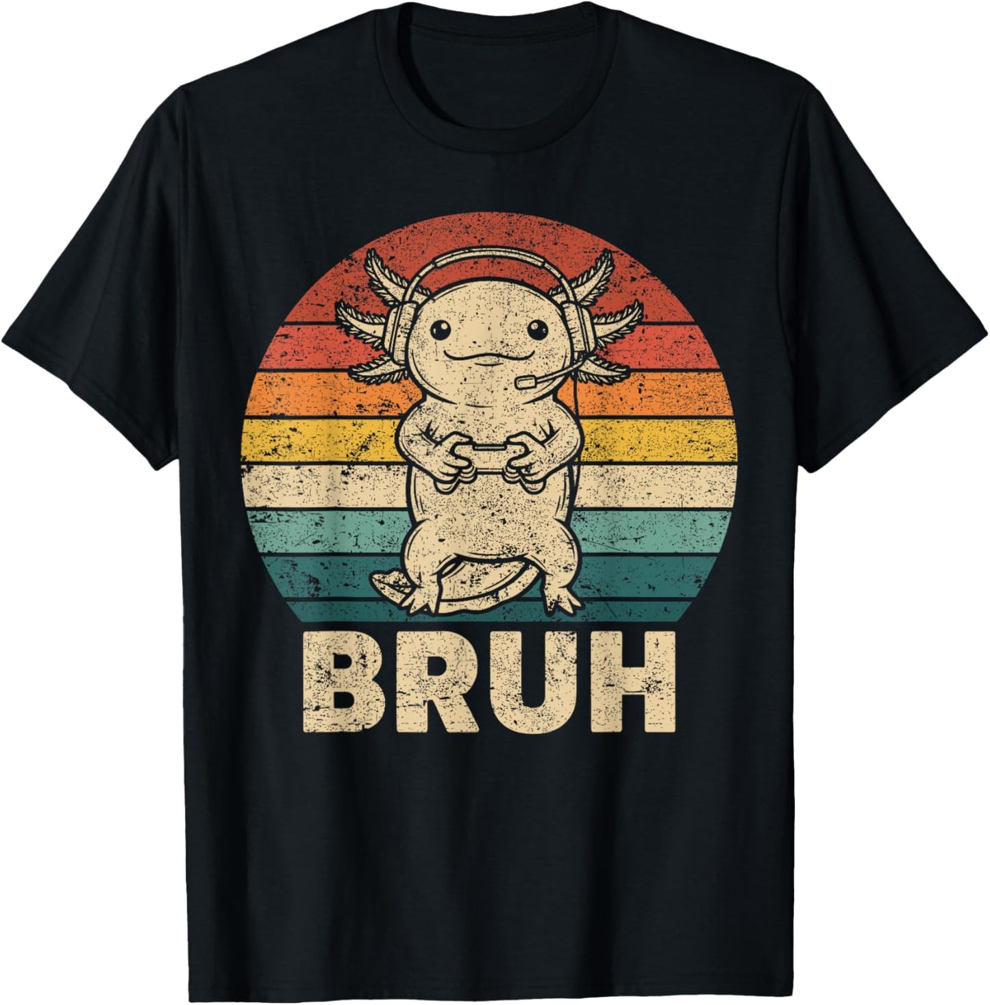 Gamer Axolotl Bruh Graphic for Boys Girls Men Women T-Shirt - T-Shirt | Black