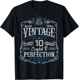 Vintage 2016 Limited Edition Shirt 10 Year Old 10th Birthday T-Shirt - T-Shirt | Black