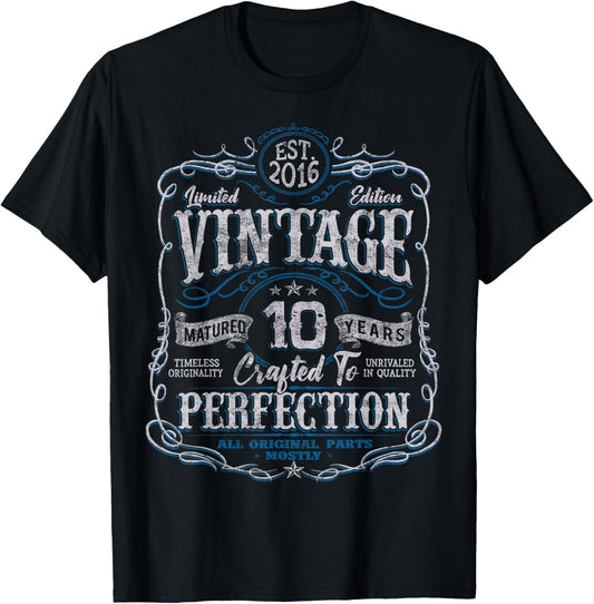 Vintage 2016 Limited Edition Shirt 10 Year Old 10th Birthday T-Shirt - T-Shirt | Black