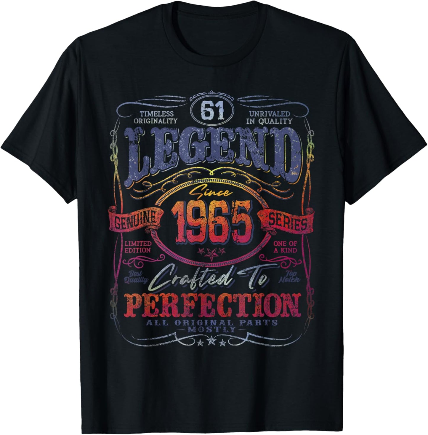 Vintage 1965 Limited Edition Shirt 61 Year Old 61st Birthday T-Shirt - T-Shirt | Black