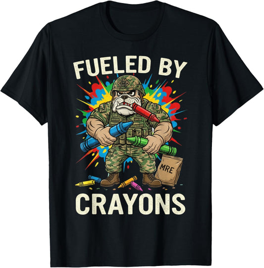 Military Corps Bulldog Crayon Eater Soldier Veterans Day T-Shirt - T-Shirt | Black