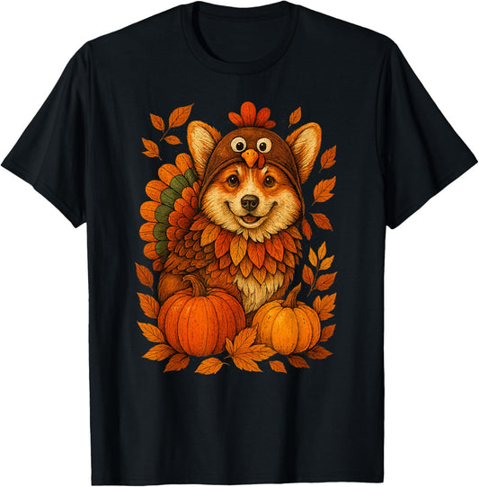 Corgi Dog Turkey Thanksgiving Costume Toddler T-Shirt - T-Shirt | Black