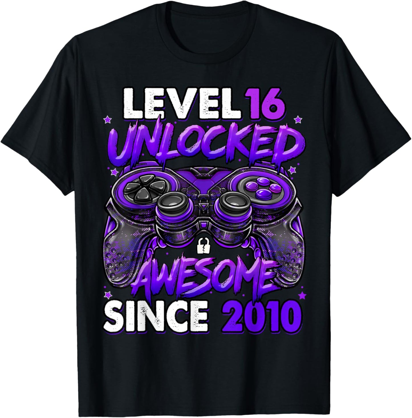 Level 16 Unlocked Awesome Since 2010 16th Birthday Gaming T-Shirt - T-Shirt | Black