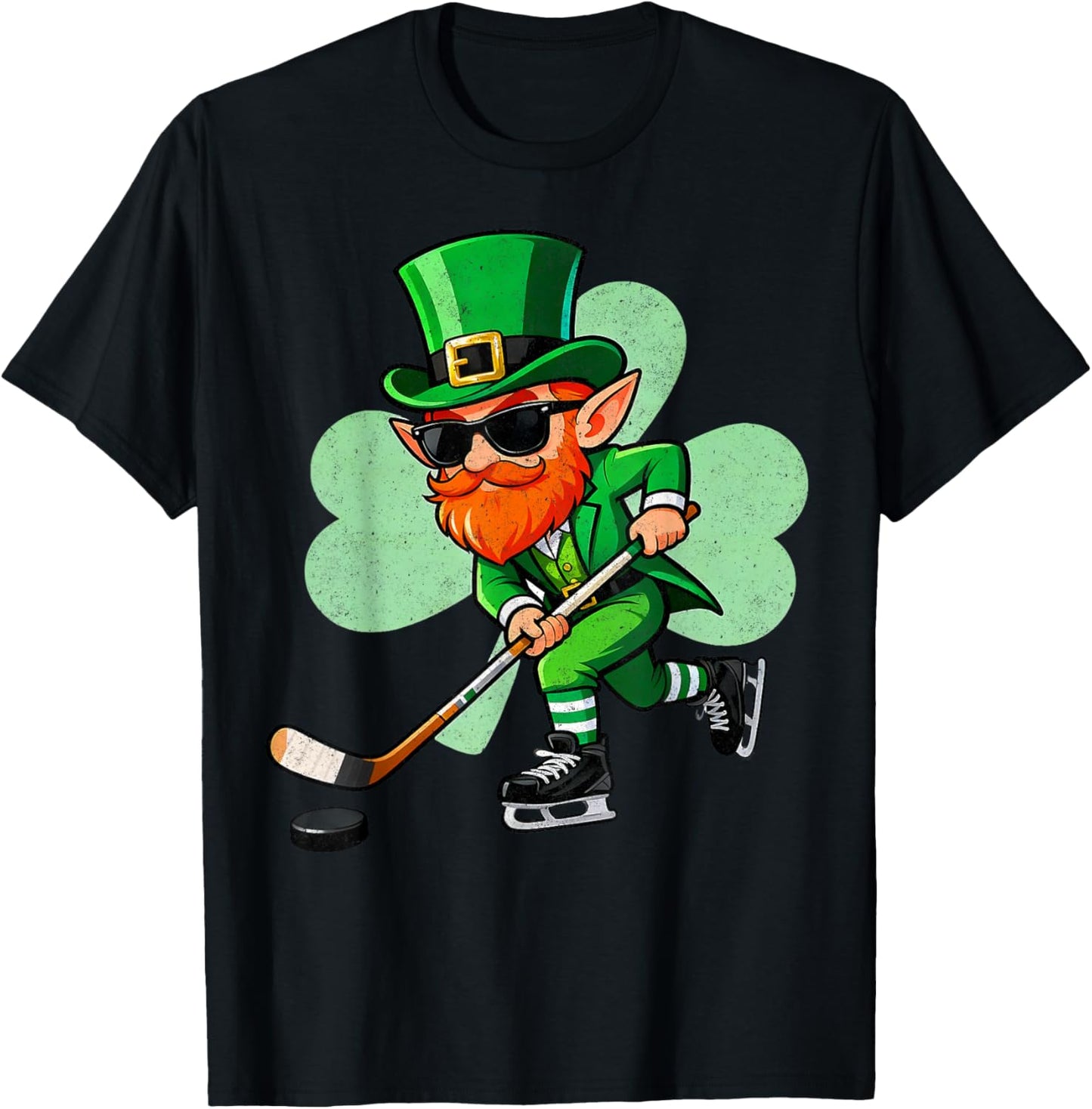 Leprechaun Playing Hockey St Patricks Day Sport Boys T-Shirt - T-Shirt | Black