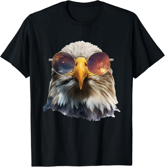 Eagle Space Glasses Funny Graphic T-Shirt - T-Shirt | Black