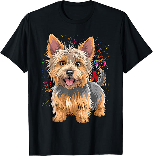 Watercolor Colorful Australian Silky Terrier Dog T-Shirt - T-Shirt | Black
