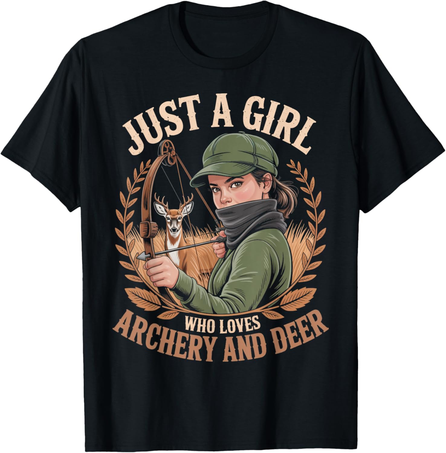 Archery and Deer Compound Bowhunter Bow Hunting Girl Archery T-Shirt - T-Shirt | Black