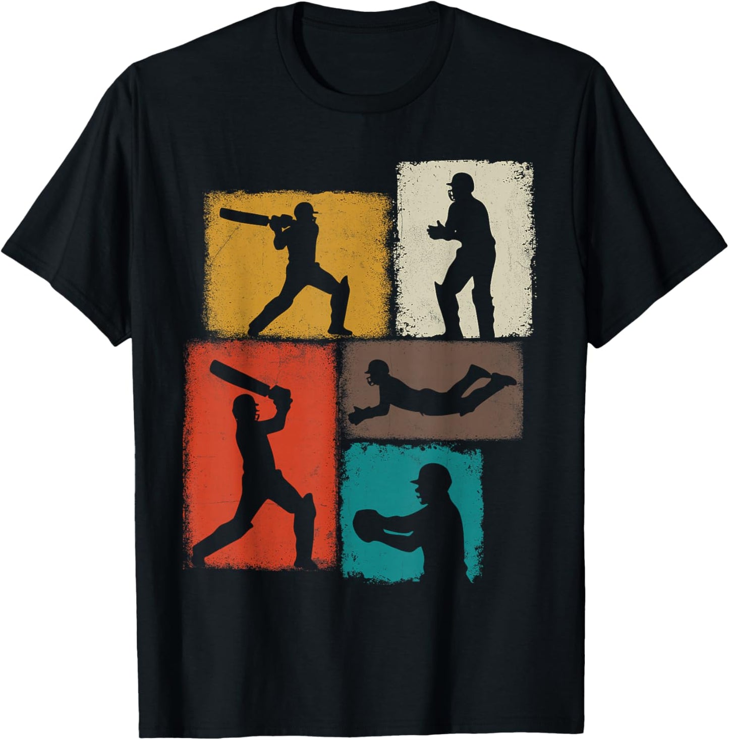 Cricket Player Collage Men Women Cricketer Coach Youth T-Shirt - T-Shirt | Black