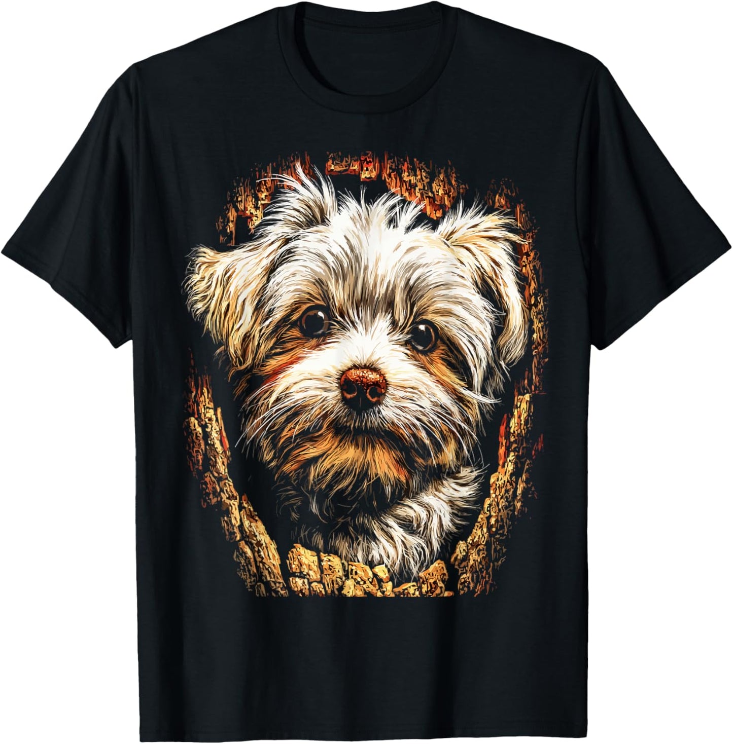 Colorful Maltese Dog Lover Autumn Aesthetic Fall Graphic T-Shirt - T-Shirt | Black