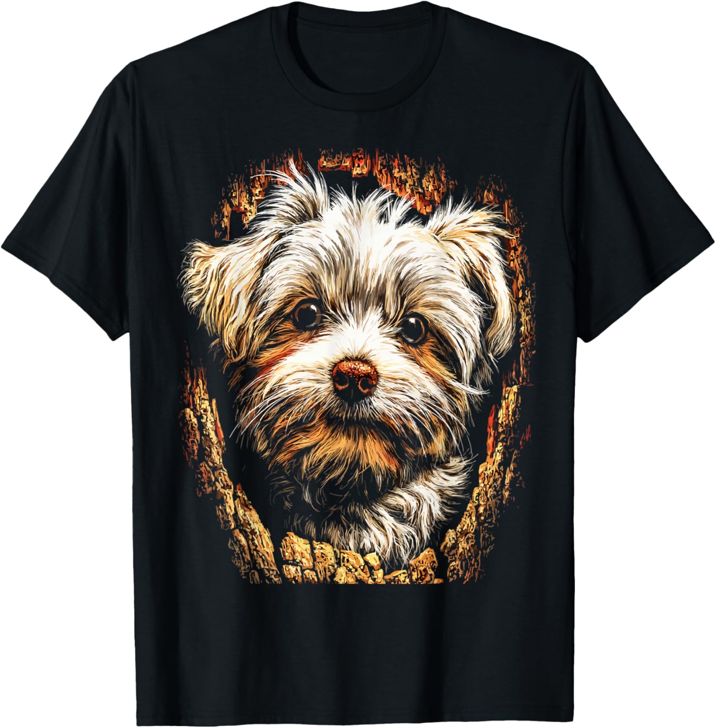 Colorful Maltese Dog Lover Autumn Aesthetic Fall Graphic T-Shirt - T-Shirt | Black