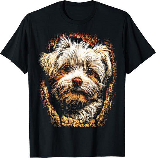 Colorful Maltese Dog Lover Autumn Aesthetic Fall Graphic T-Shirt - T-Shirt | Black