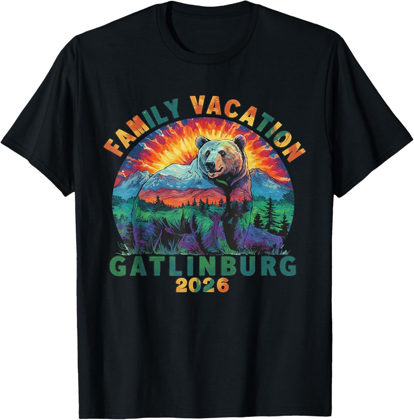 Bear Souvenir Family Vacation Tennessee Gatlinburg 2026 T-Shirt - T-Shirt | Black