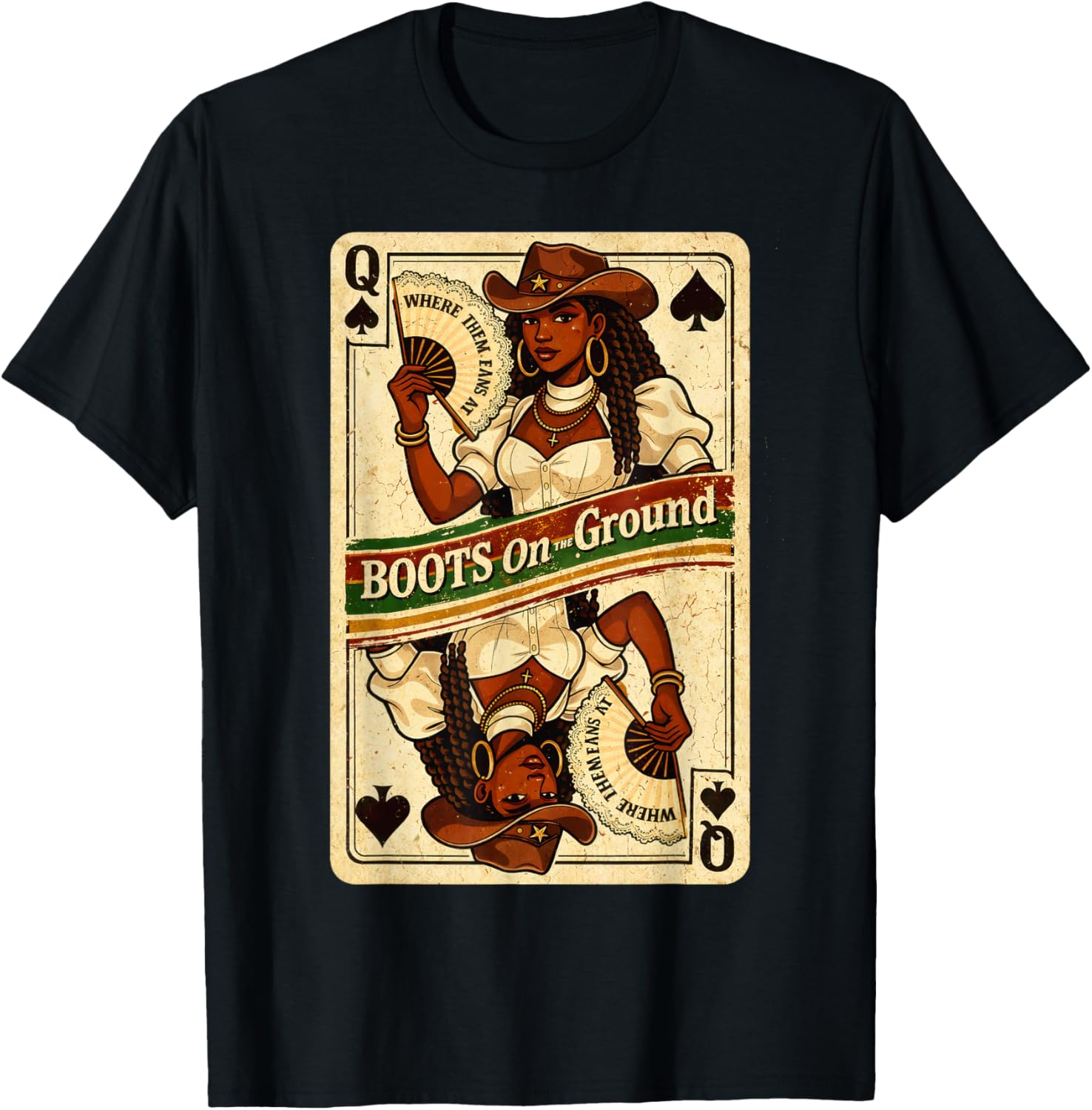 Boots On The Ground Where Them Fans at Western Cowgirl Women T-Shirt - T-Shirt | Black