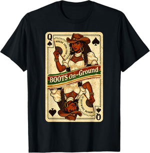 Boots On The Ground Where Them Fans at Western Cowgirl Women T-Shirt - T-Shirt | Black