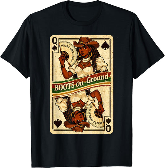 Boots On The Ground Where Them Fans at Western Cowgirl Women T-Shirt - T-Shirt | Black