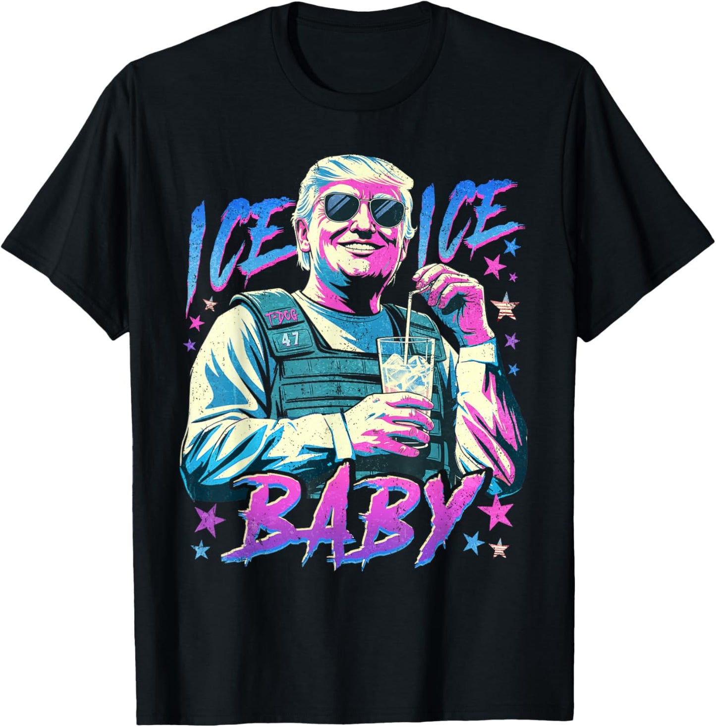 Vintage Ice Baby Funny Trump T-Shirt - T-Shirt | Black