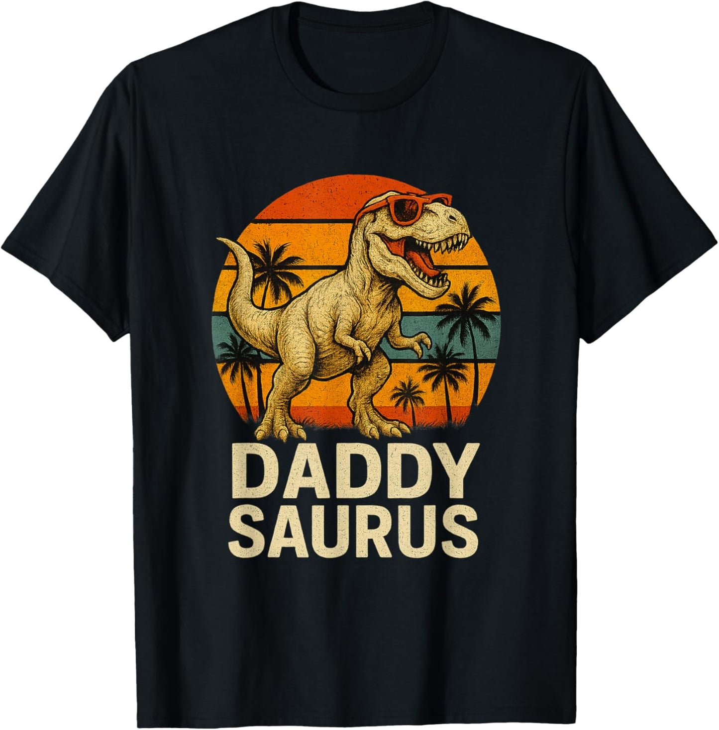 Daddysaurus T-rex Dinosaur Daddy Saurus Family Matching T-Shirt - T-Shirt | Black