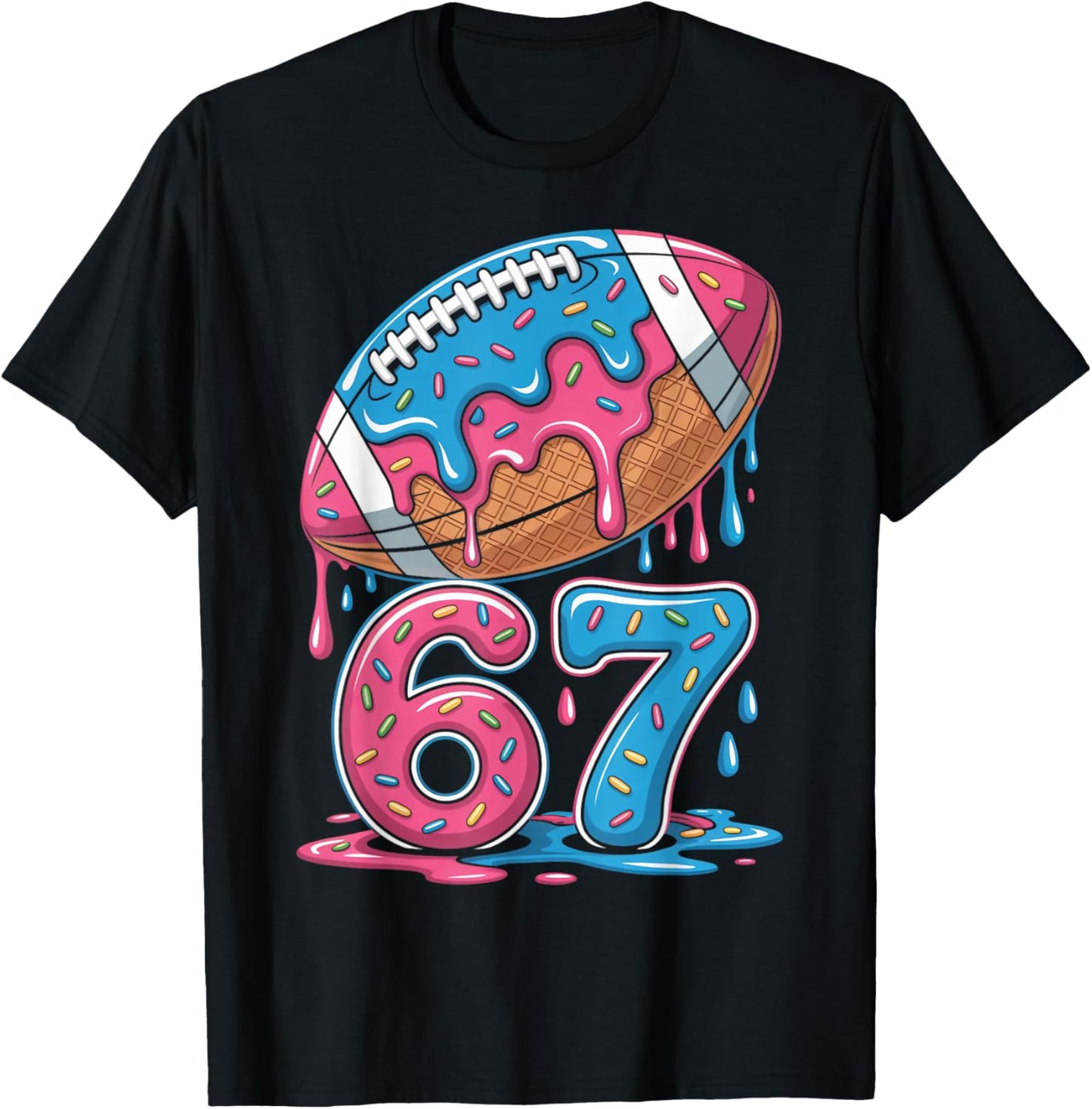 67 Number 67th Sports American Football Ice Cream Drip T-Shirt - T-Shirt | Black