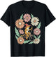 Vintage Cheetah Witch Riding Bicycle Floral T-Shirt - T-Shirt | Black