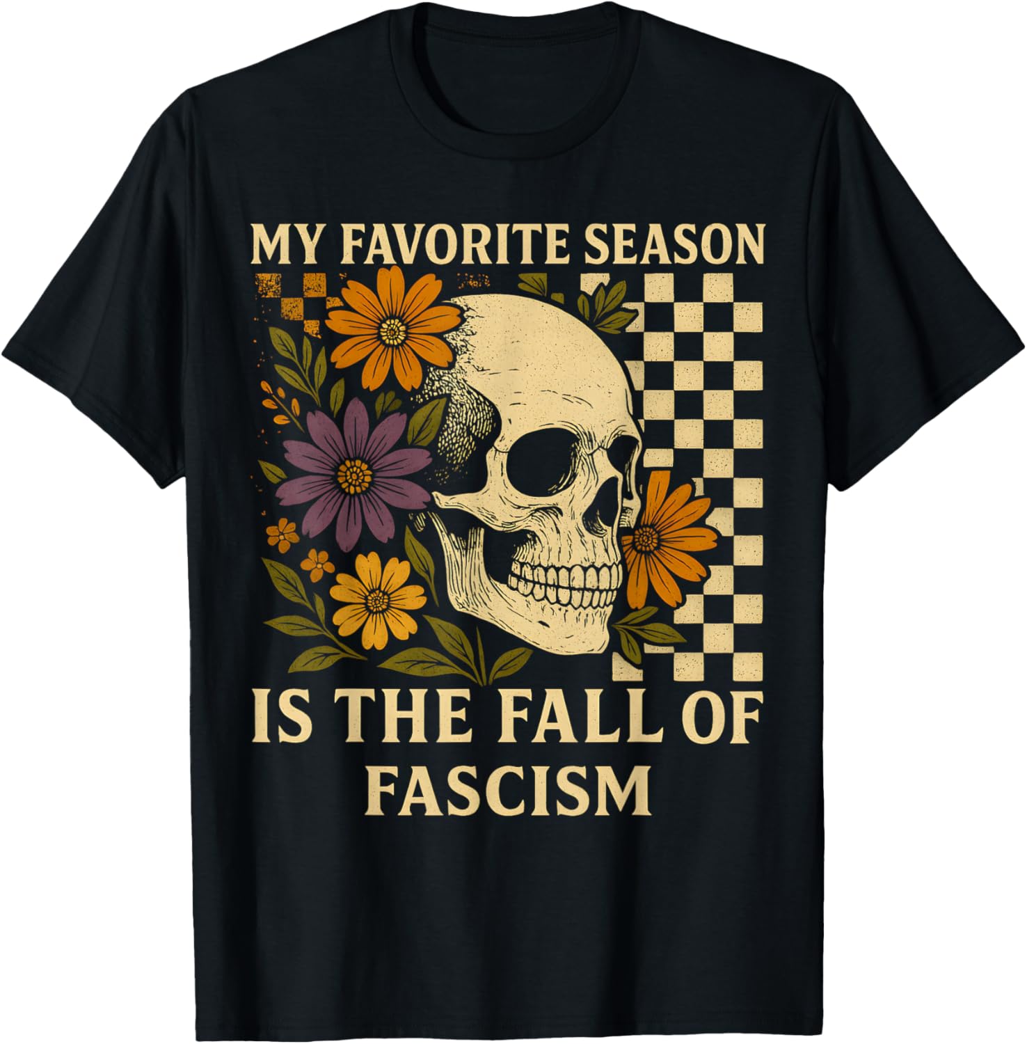 Retro My Favorite Season is The Fall of Fascism Halloween T-Shirt - T-Shirt | Black