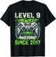9th Birthday Level 9 Unlocked Awesome 2017 Funny Gamer Boys T-Shirt - T-Shirt | Black