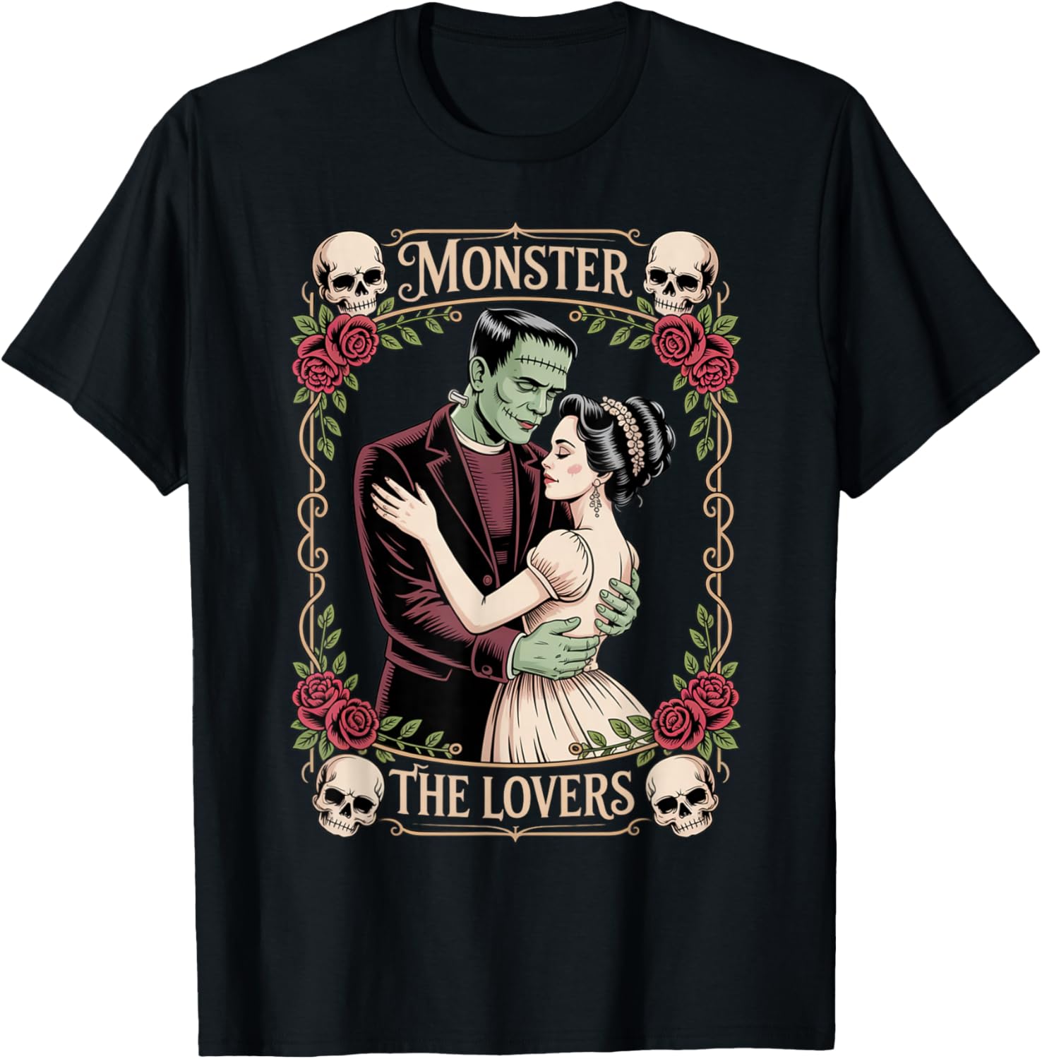 Monster The Lovers Dark Romance Valentine Gothic Couple T-Shirt - T-Shirt | Black