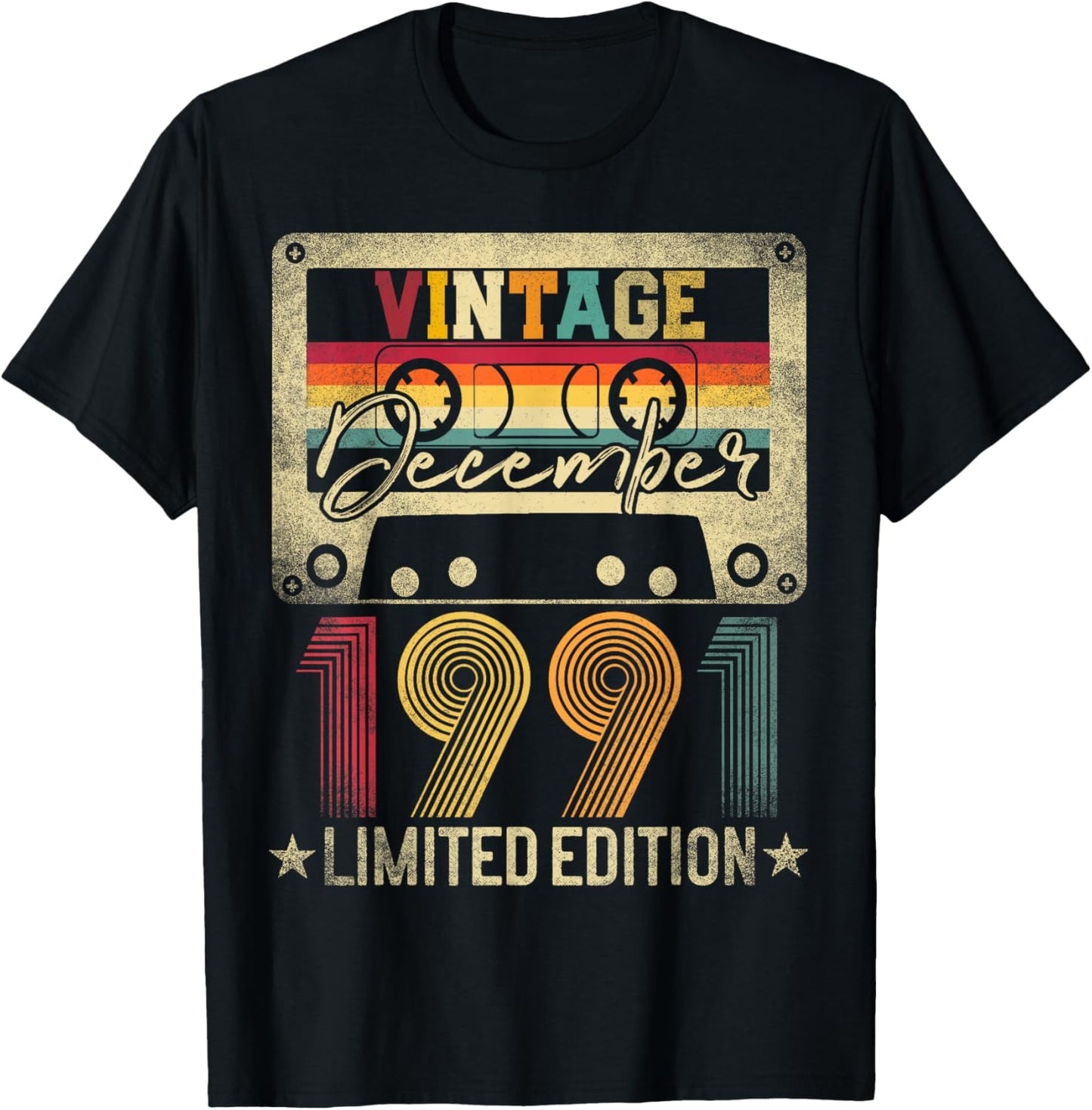 Vintage 1991 December 35 Years Old 35th Birthday Men Women T-Shirt - T-Shirt | Black